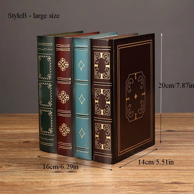 Boîte de rangement en forme de livre en bois de style rétro | Avec couvercle et conception empilable, apparence de livre - Essentiel de stockage de bureau