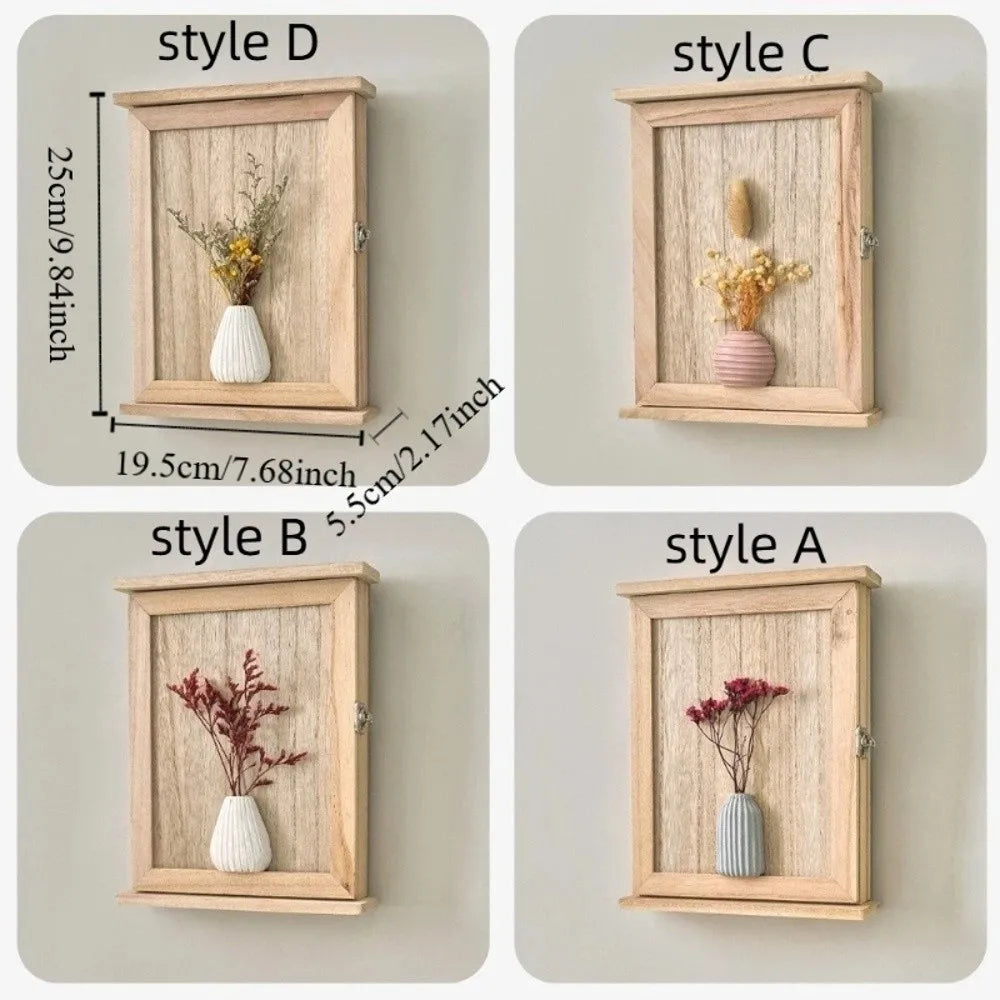 Boîte de rangement murale en bois pour clés, style rustique vintage, pour entrée, armoire décorative carrée, porte-clés, rangement pour poupées