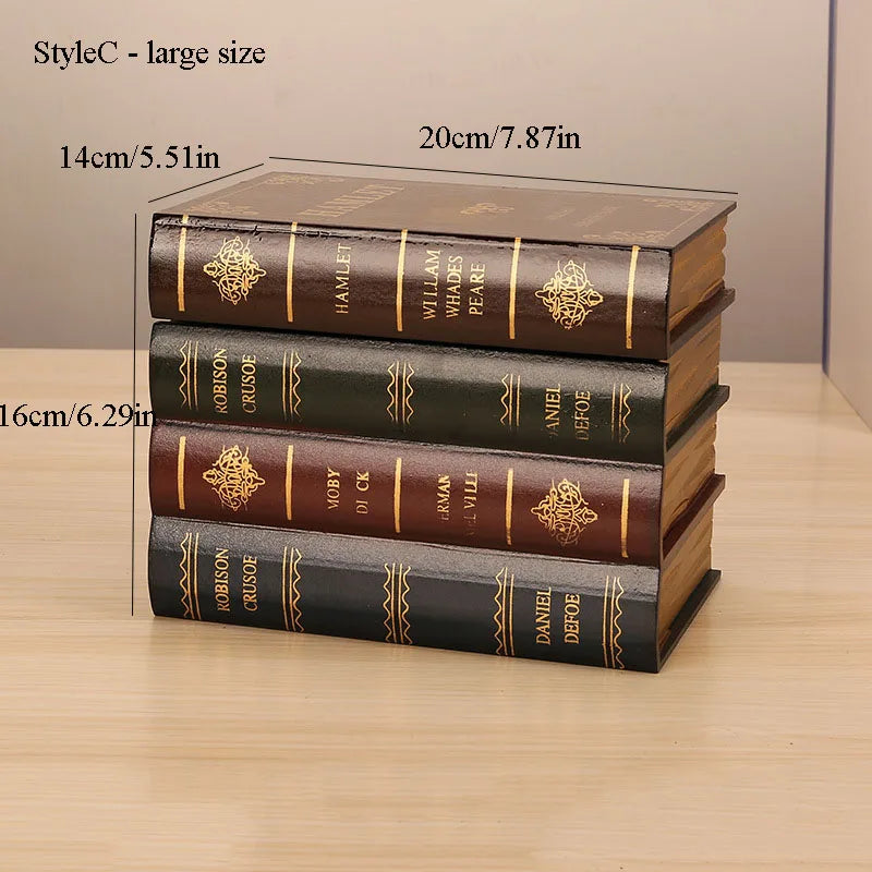 Boîte de rangement en forme de livre en bois de style rétro | Avec couvercle et conception empilable, apparence de livre - Essentiel de stockage de bureau