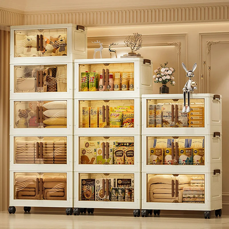 Boîte de rangement pliable avec porte transparente, spacieuse, durable, facile à assembler, idéale pour organiser les vêtements, le nettoyage, les jouets