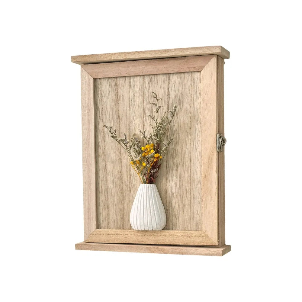 Boîte de rangement murale en bois pour clés, style rustique vintage, pour entrée, armoire décorative carrée, porte-clés, rangement pour poupées